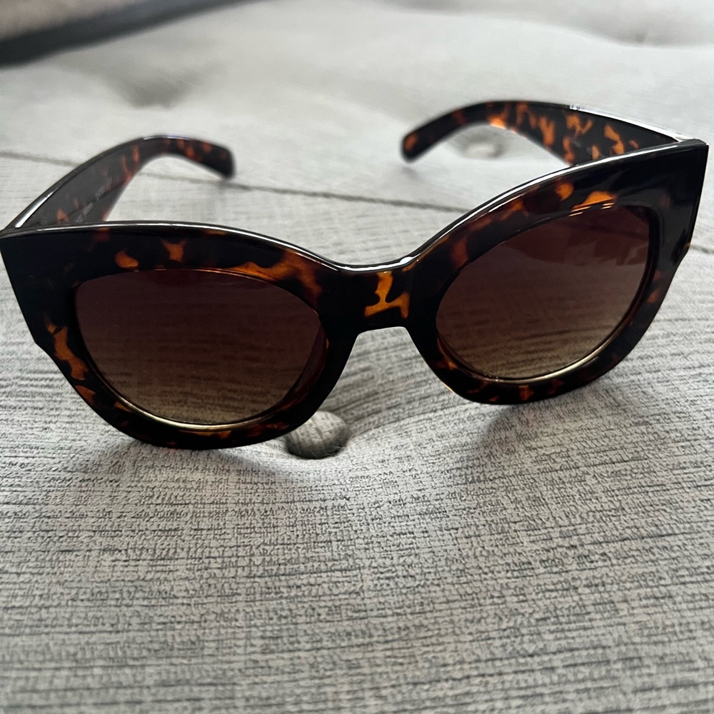 Tortoise Shell and Black Cat-Eye Sunglasses